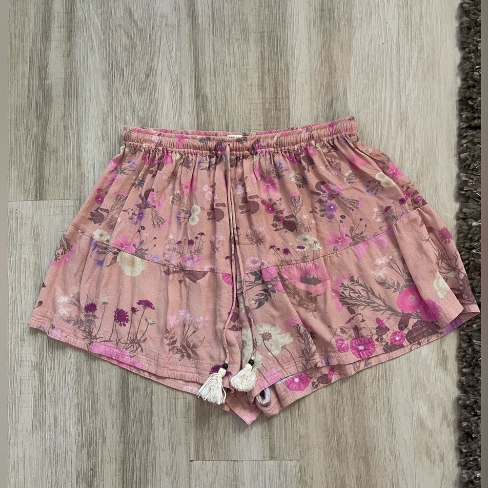 Spell Pink Floral Tiered Shorts